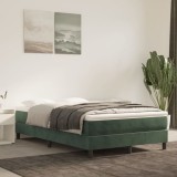 VidaXL Pat box spring cu saltea, verde &icirc;nchis, 120x200 cm, catifea