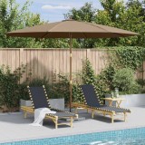 Cumpara ieftin Umbrelă de soare de exterior, st&acirc;lp din lemn, gri taupe, 350 cm