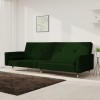 VidaXL Canapea extensibilă cu 2 locuri, 2 perne, verde &icirc;nchis catifea