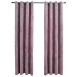 Cumpara ieftin Draperii opace cu inele 2 buc. roz antichizat 140x225cm catifea