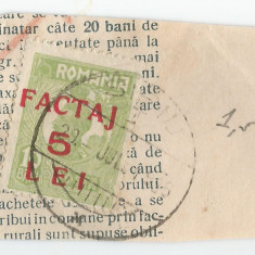 Romania, LP III.5/1928,Marci de factaj pe fragment 5, eroare, oblit.