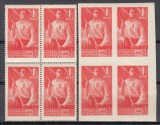 ROMANIA 1950 LP 264 LP 264 a - 1 MAI DANTELAT SI NEDANTELAT IN BLOCURI DE 4 TIMBRE STARE MNH, Nestampilat