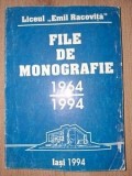 Liceul Emil Racovita: File de monografie 1964-1994