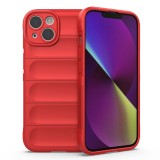 Husa pentru iphone 14 plus, antisoc, margini cu striatii, design minimalist, red