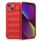 Husa pentru iphone 14, antisoc, margini cu striatii, design minimalist, red