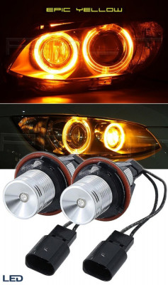 Set 2 Becuri Led Marker Angel Eyes Bmw E39 E60 E61 E39 E63 E64 E65 E66 E83 X5, Galben KRU164 foto