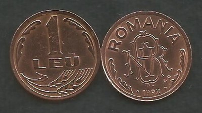 ROMANIA 1 LEU 1992 [2] XF++ , livrare in cartonas foto