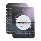 Bratara reglabila argintie Zodia Sagetator din 9 cristale naturale si otel inoxidabil