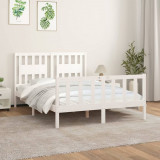 VidaXL Cadru de pat cu tăblie, alb, 120x200 cm, lemn masiv de pin
