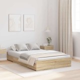 Cumpara ieftin Cadru de pat cu depozitare cu sertar Stejar Sonoma 120 x 200 cm
