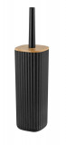 Perie pentru toaleta cu suport, Wenko, Rotello, 10 x 36 x 10 cm, plastic/bambus, negru/maro