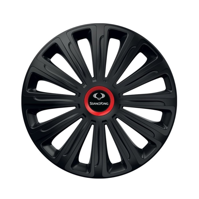 Set 4 capace roti Negre Cu Inel Rosu Trend R14 pentru gama auto SsangYoung