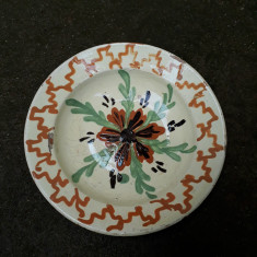 3. Farfurie veche din ceramica pentru agatat pe perete blid vechi lut 23 cm foto