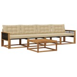 vidaXL Set de canapele de exterior cu pernă 5 pcs Natural și Bej 3381233
