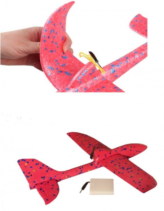 Avion planor cu elice , din polistiren si acumulator Avion planor cu elice , din polistiren si acumulator