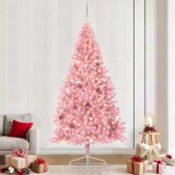 VidaXL Pom de Crăciun artificial pre-iluminat Roz 240 cm PVC 3397100