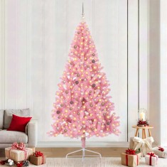 vidaXL Pom de Crăciun artificial pre-iluminat Roz 240 cm PVC 3397100