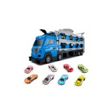 Camion jucarie cu 6 masinute, lansator, lungime 2 m albastru