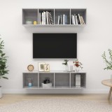 vidaXL Dulapuri TV montate pe perete, 2 buc, gri beton, lemn prelucrat