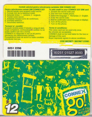 bnk card Romania - Connex - reincarcare Go! 12 - RO-CON-REF-0017D