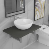 vidaXL Set mobilier de baie, 2 piese, gri, ceramică