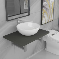 vidaXL Set mobilier de baie, 2 piese, gri, ceramică 279332