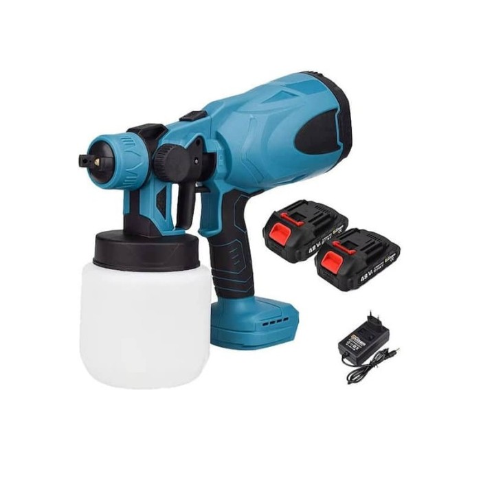 Pistol de vopsit cu 2 acumulatori 48 V, 800 ml, duza din cupru, presiune ajustabila, 3 moduri pulverizare