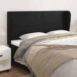 vidaXL Tăblie de pat cu aripioare, negru, 183x23x118/128 cm, piele eco