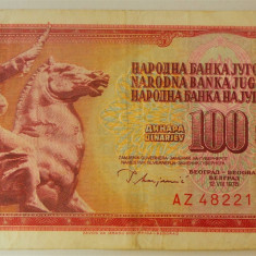 Bancnota 100 Dinari / Dinara - RSF YUGOSLAVIA, anul 1978 * cod 391 B