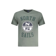 North Sails Tricou barbati, cu imprimeu cu logo si text, Regular fit, Verde, S
