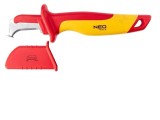 Cuțit semirotund pentru electricieni cu picior de ghidare NEO TOOLS 180mm, izolat, capac protecție, 1kV AC