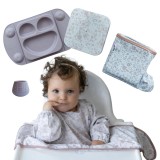 Set premium pentru diversificare bebe Tidy Tot Fleur Jardin sand mauve
