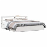 VidaXL Cadru pat cu tăblie 200x200 cm, alb, lemn masiv de pin