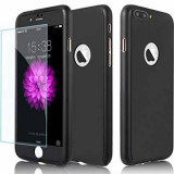 Husa pentru Apple iPhone 6 Apple iPhone 6S Negru Fullcover cu acoperire completa 360 grade cu folie protectie de sticla, MyStyle