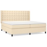 Cumpara ieftin Pat box spring cu saltea, crem, 200x200 cm, textil