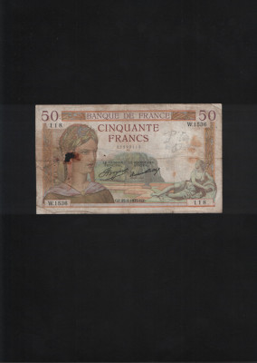 Franta 50 francs franci 1935 seria38399118 uzata foto