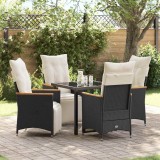 VidaXL Set de masă pentru grădină cu pernă 5 pcs Negru Rattan poli