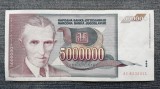 5000000 Dinara 1993 Iugoslavia / Nikola Tesla / 5.000.000 5 milioane dinari / seria 8332411