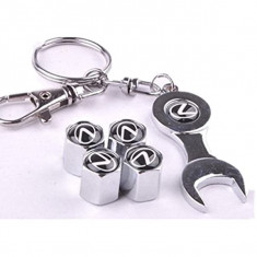 Breloc auto cheie Lexus si set 4 capacele ventil inox