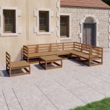 Gossi set mobilier de gradina, 8 piese, maro miere, lemn masiv de pin