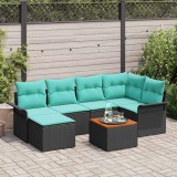 vidaXL Set de canapele pentru grădină cu pernă 7 pcs Negru poliratan 3347354