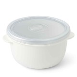 Set 3 Caserole Rotunde Cu Capac, Rezistente Pentru Cuptorul cu Microunde, Capacitate 500/1000/2000 ml, Alb