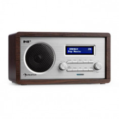 Auna Harmonica DAB + / radio FMcu alarma dubla, Aux LCD, cutie din lemn wenge foto