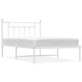 Cumpara ieftin Cadru de pat din metal cu tablie, alb, 100x200 cm
