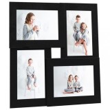 Ramă foto colaj vidaXL, neagră, 4x (10x15 cm), MDF, suportabilă perete/masă, design modern