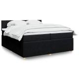 Cumpara ieftin Pat box spring cu saltea, negru, 200x200 cm, textil