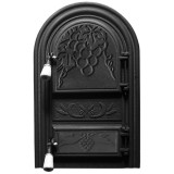Cumpara ieftin Usa semirotunda pentru soba si cenusar, model STRUGURE, neagra, 345 x 560 mm