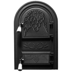 Usa semirotunda pentru soba si cenusar, model STRUGURE, neagra, 345 x 560 mm