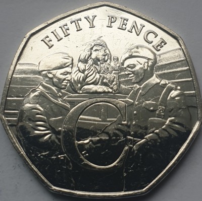 50 pence 2020 Isle of Man , Soldiers celebrating in Trafalgar Square, unc foto