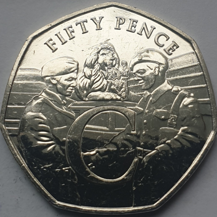 50 pence 2020 Isle of Man , Soldiers celebrating in Trafalgar Square, unc